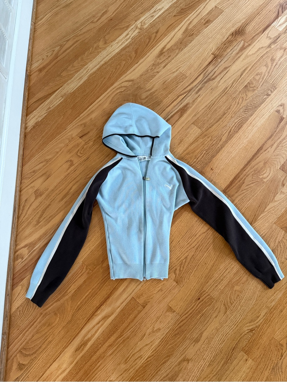 Y2k puma zip up hoodie light blue brown